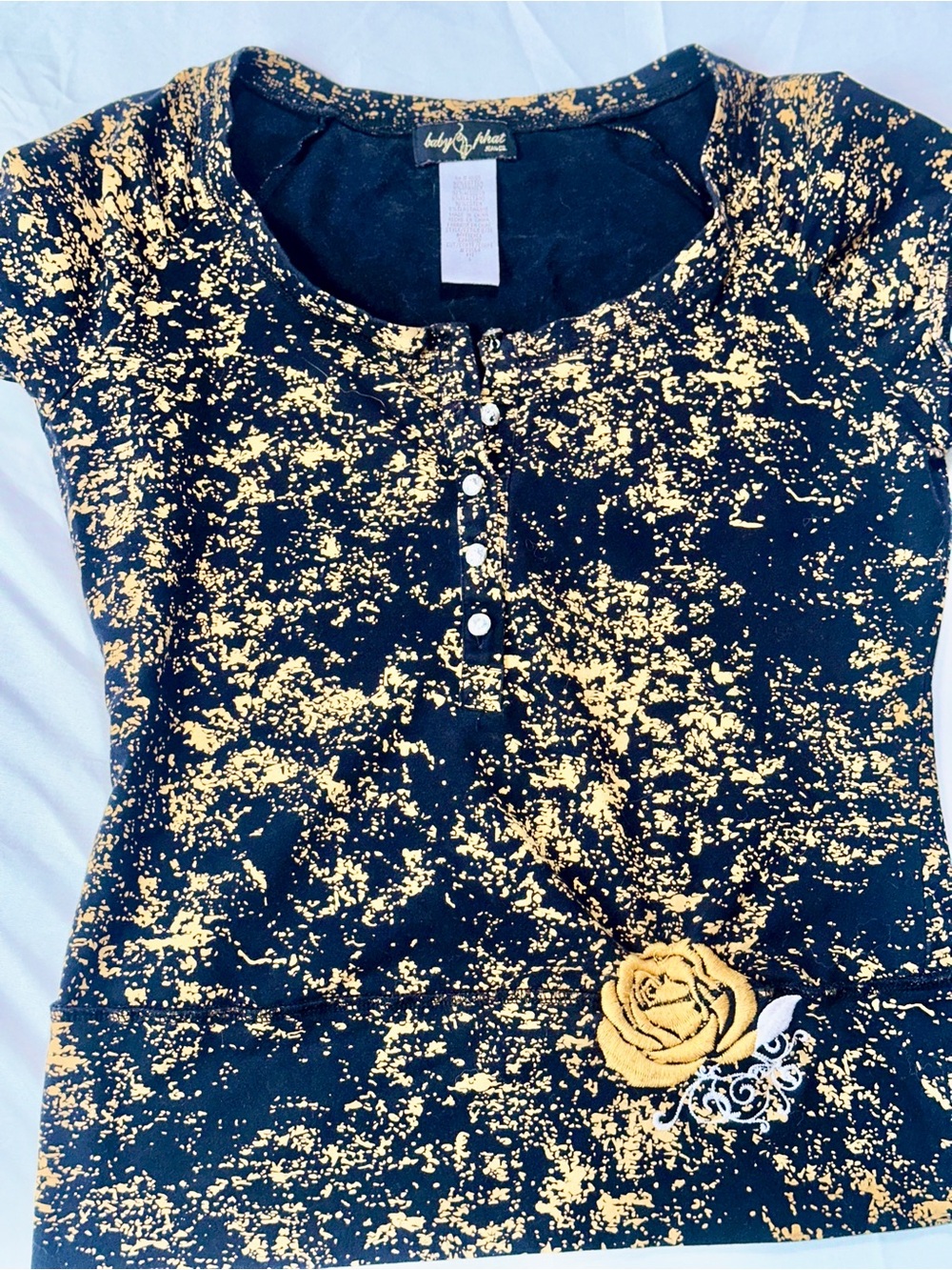 Baby Phat Black and Gold Foil Short Sleeve Tee - Picture 4 of 9